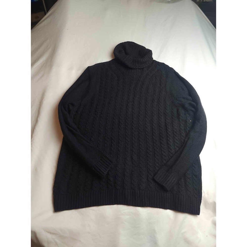 Croft & Barrow Sweater Womens Size 2XL Black Cable Knit Turtleneck Pullover